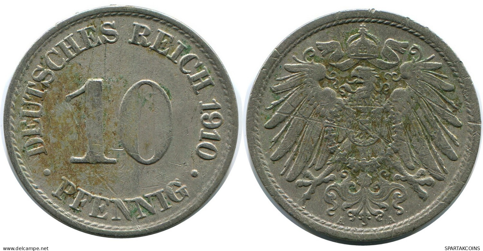 10 PFENNIG 1910 A GERMANY Coin #DB289.U.A - 10 Pfennig