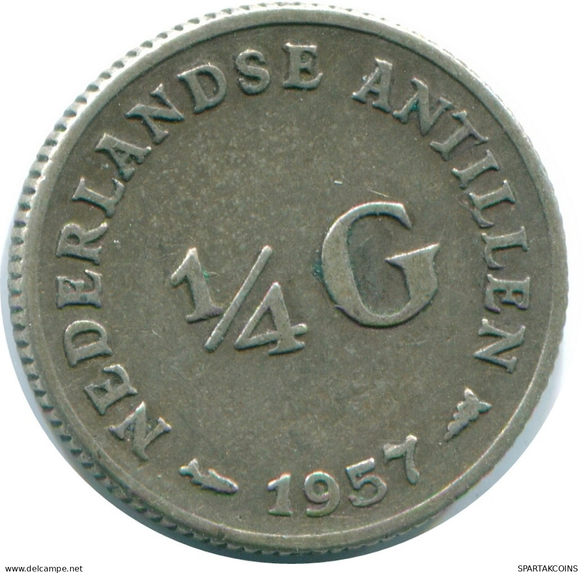 1/4 GULDEN 1957 NIEDERLÄNDISCHE ANTILLEN SILBER Koloniale Münze #NL11006.4.D.A - Netherlands Antilles