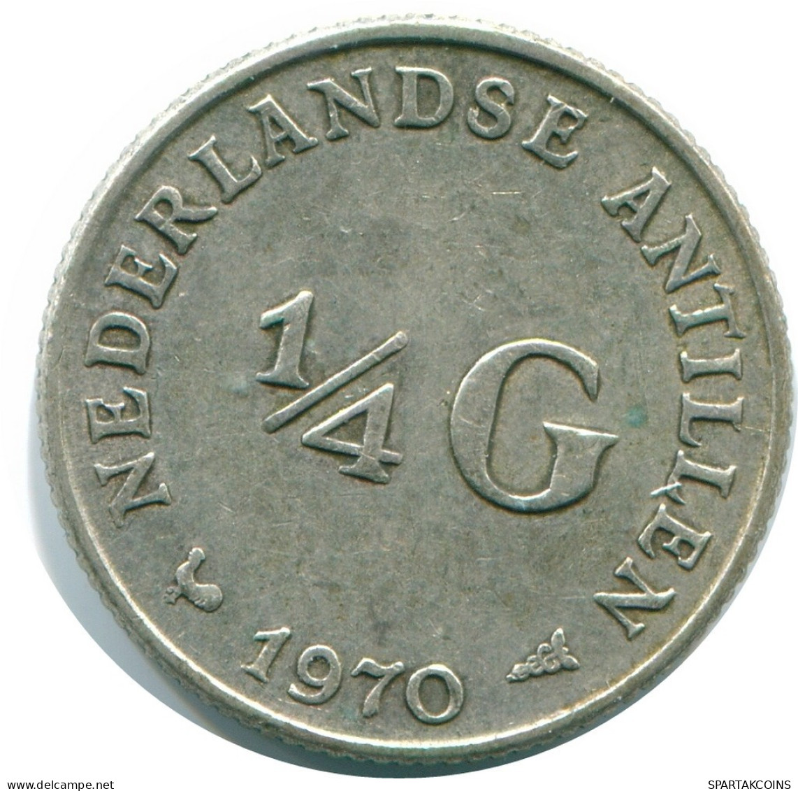 1/4 GULDEN 1970 ANTILLES NÉERLANDAISES ARGENT Colonial Pièce #NL11695.4.F.A - Antilles Néerlandaises