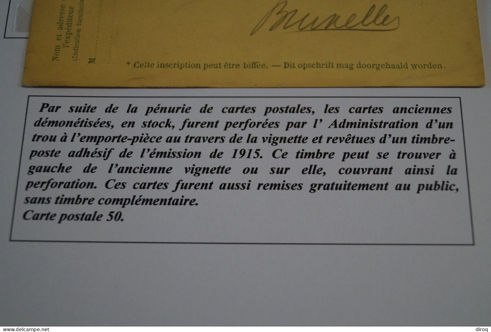 Emission De Fortune 1919 , N° 50 ,perforé ,état Pour Collection Voir Photos - Cartes Postales 1909-1934