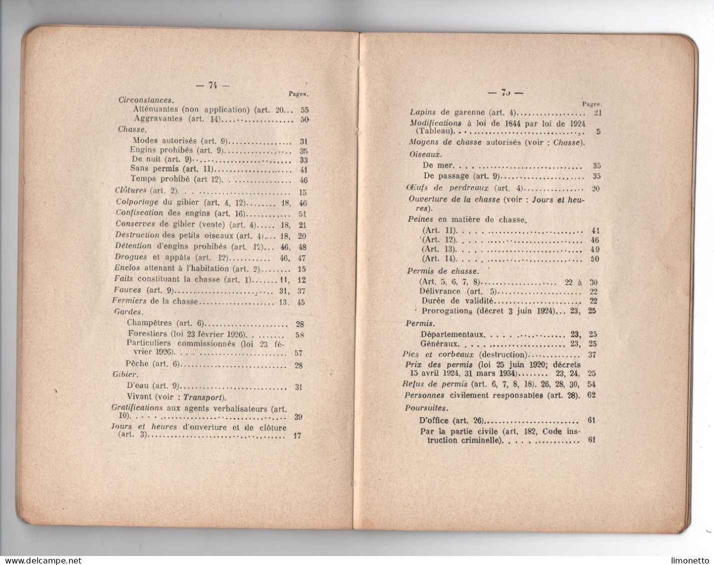 La Législation De La Police De La  Chasse - 1935  Ed Charles-Lavauzelle - 78 Pages(  17 X 11.5 Cms ) Bon état - Caccia/Pesca