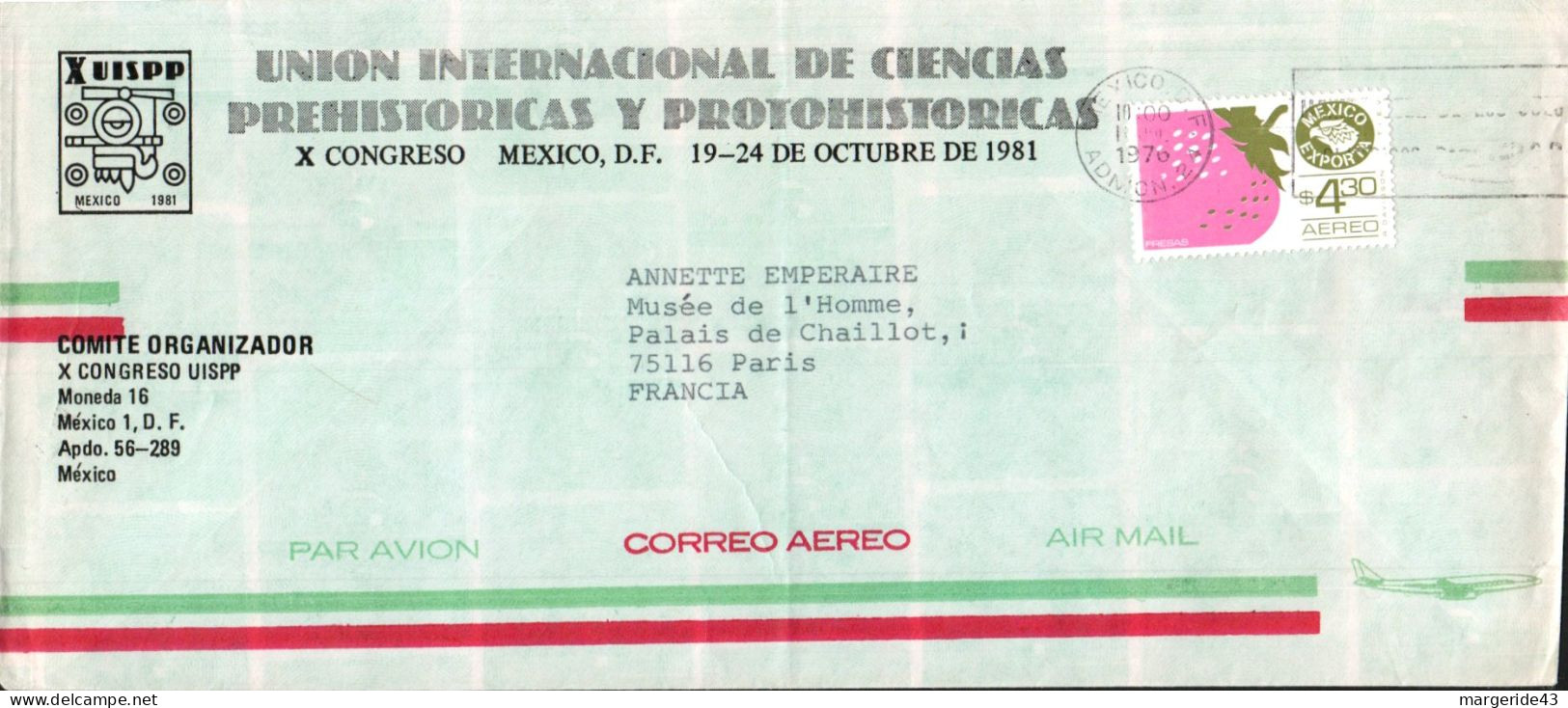 MEXIQUE SEUL SUR LETTRE POUR LA FRANCE 1976 - Chile