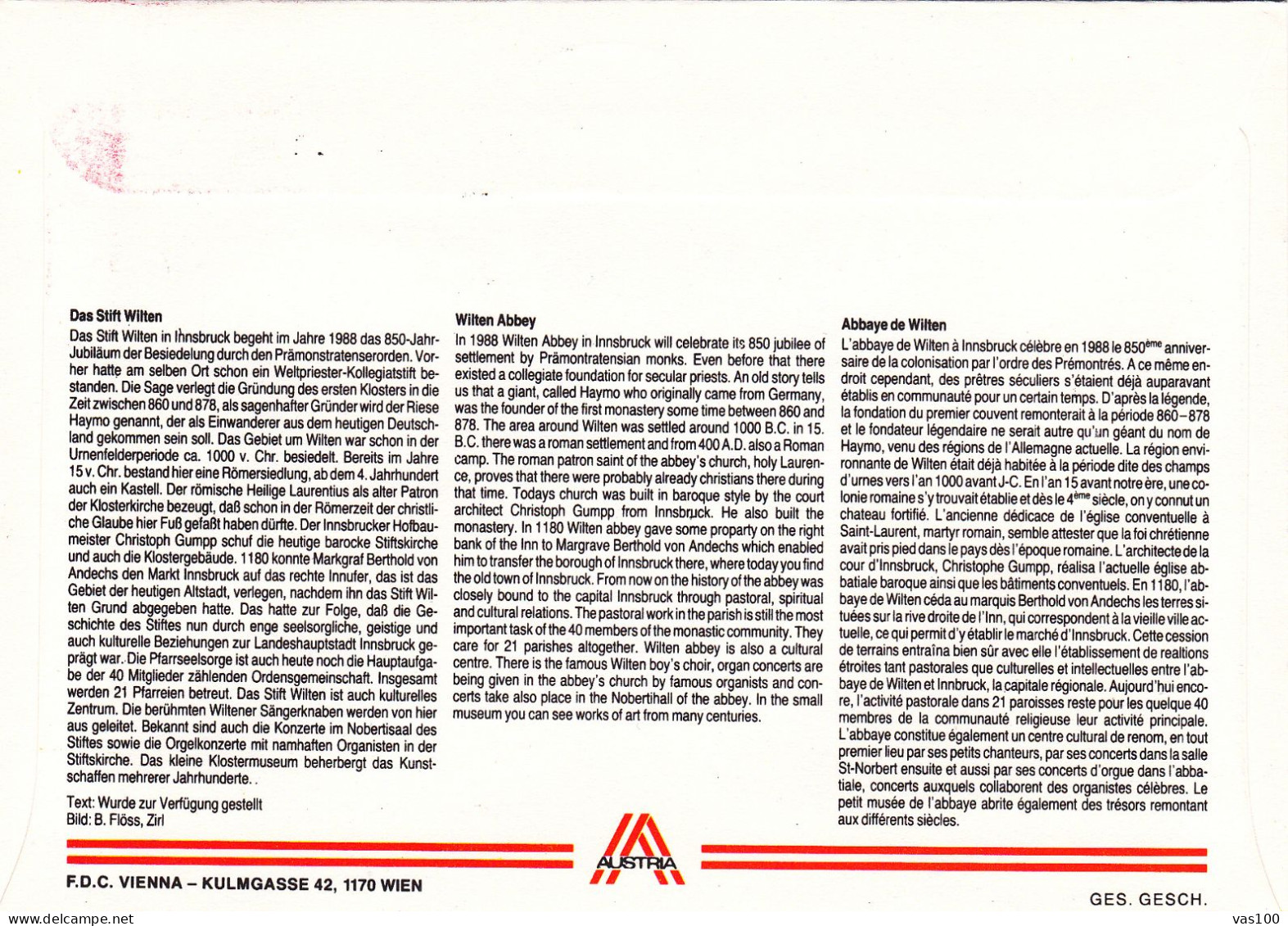 AUSTRIA POSTAL HISTORY / KUNST UND MONCHTUM, 06.05.1988 - FDC