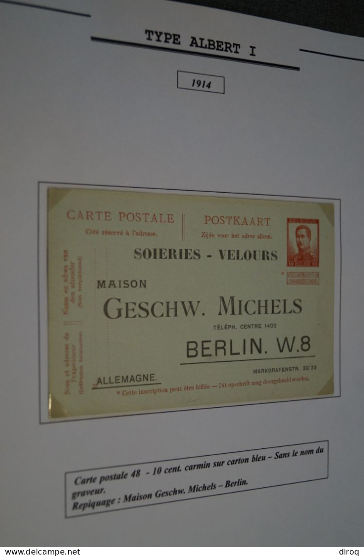 Type Albert I De 1914, Carte N° 48,publicitaire Geschw Michels Berlin W8,état Pour Collection Voir Photos - Tarjetas 1909-1934