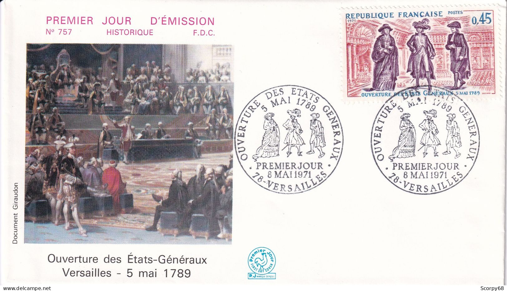 FDC 08/05/1971: Ouverture Des Etats Généraux - Versailles 5 Mai 1789 - Y&T N° 1678 - 1970-1979