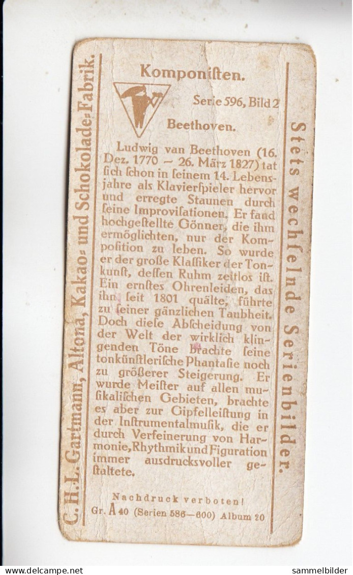 Gartmann  Komponisten Ludwig Van Beethoven   Serie 596 #2 Von 1924 - Sonstige & Ohne Zuordnung