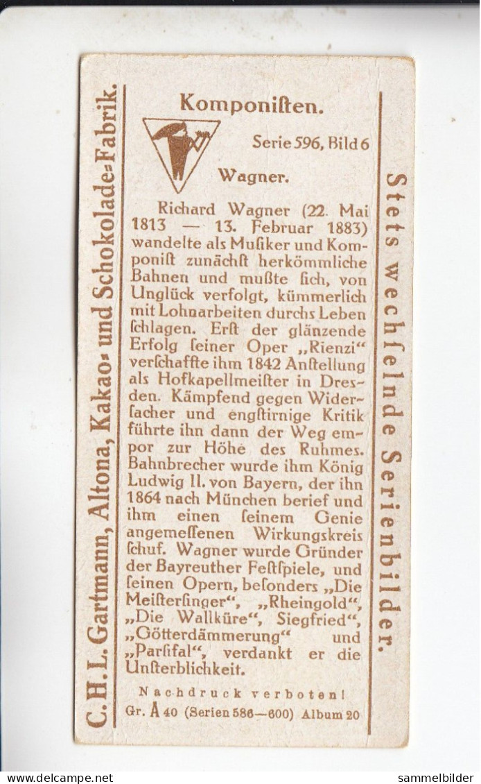Gartmann  Komponisten Richard Wagner    Serie 596 #6 Von 1924 - Sonstige & Ohne Zuordnung