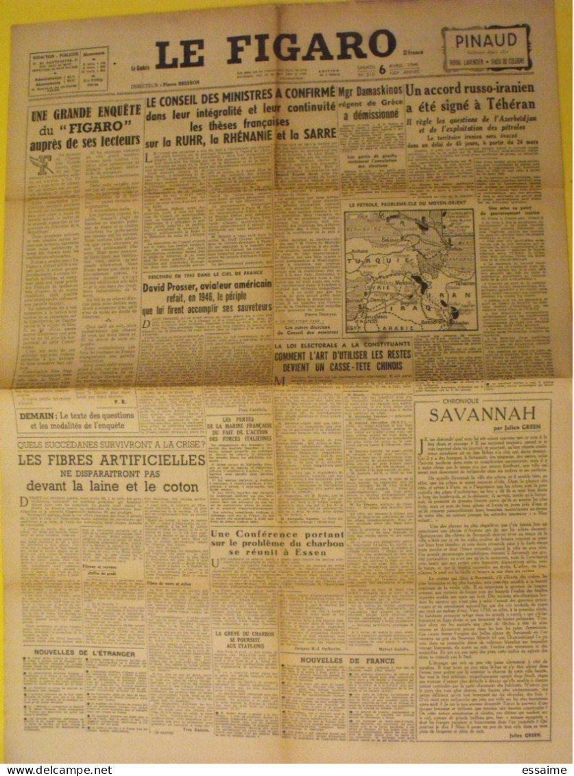 6 N° Le Figaro De 1946. Mauriac Duhamel Nuremberg Green Blum Chine Haiphong Trieste Saumur Petiot - Sonstige & Ohne Zuordnung