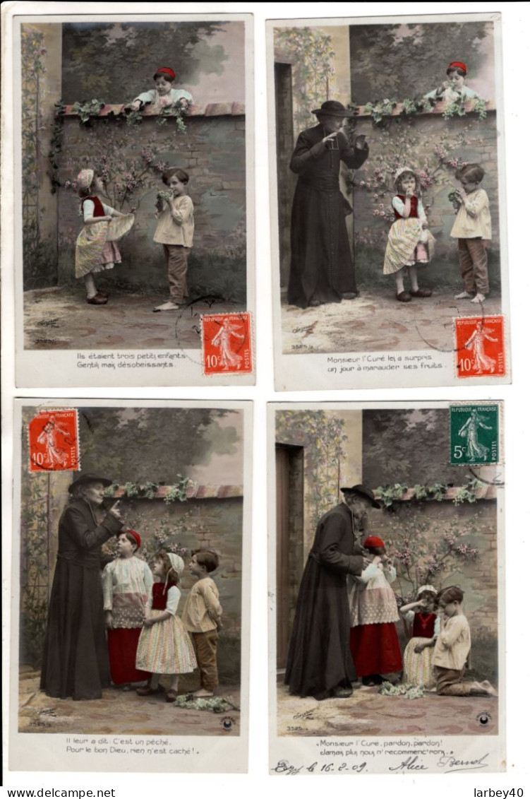 Serie De 5 Cpa Fantaisie Enfant Cure - 5 Cartes Postales Ancienne - Autres & Non Classés