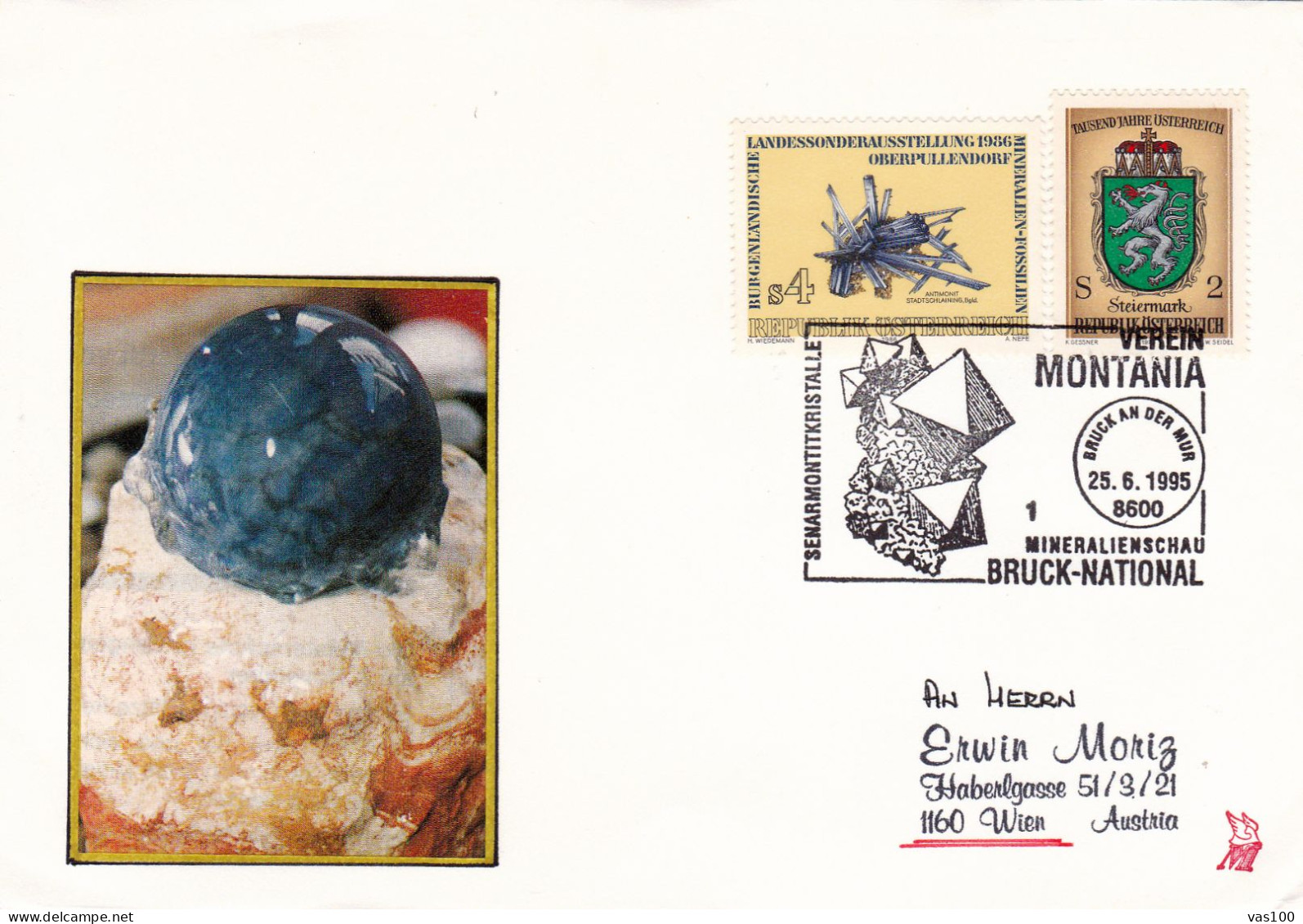 AUSTRIA POSTAL HISTORY / MINERALIENSCHAU BRUCK-NATIONAL, 25.06.1995 - Mineralien