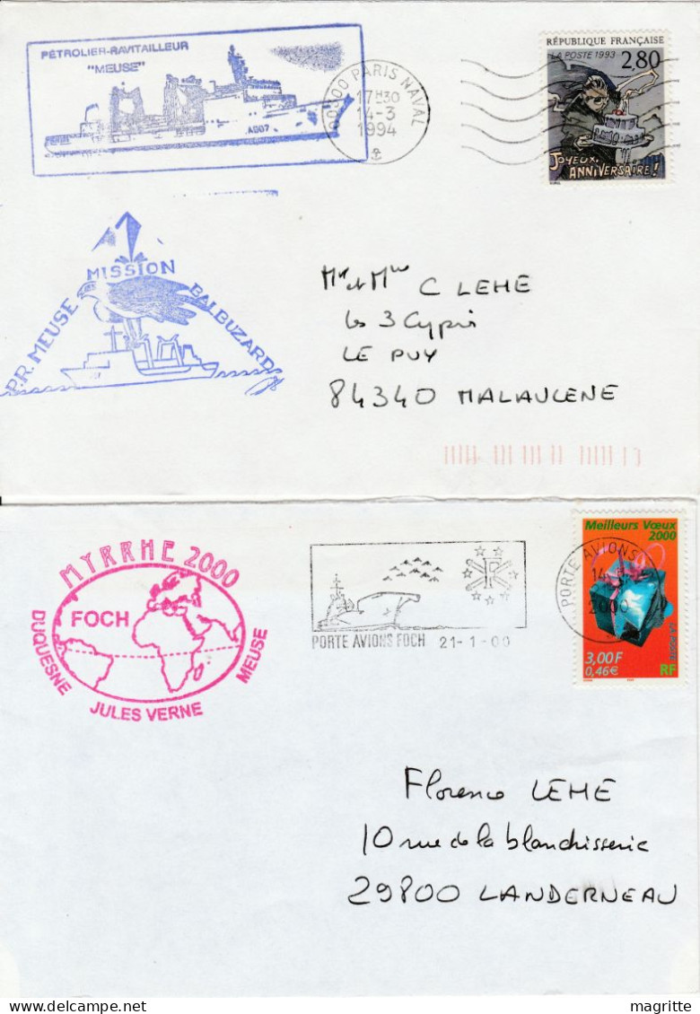 France Lot 6 Enveloppes Duquesne Meuse Jean Bart MYRRHE 2000 Balbuzard Flamme - Poste Navale