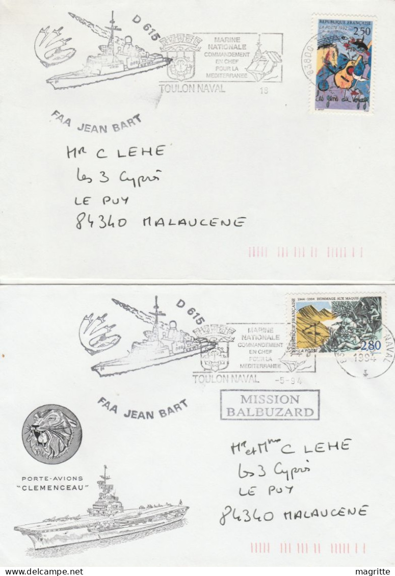 France Lot 6 Enveloppes Duquesne Meuse Jean Bart MYRRHE 2000 Balbuzard Flamme - Scheepspost