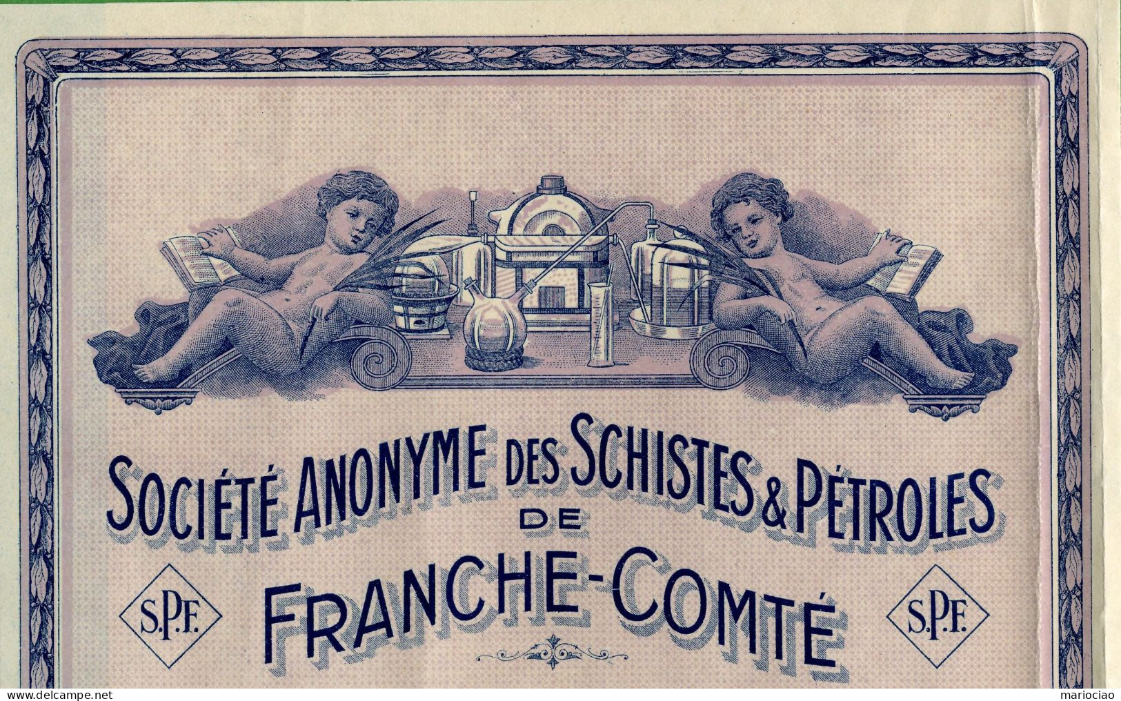 T-FR Société Anonyme Des Schistes & Pétroles De Franche-Comté 1931 Rose - Pétrole