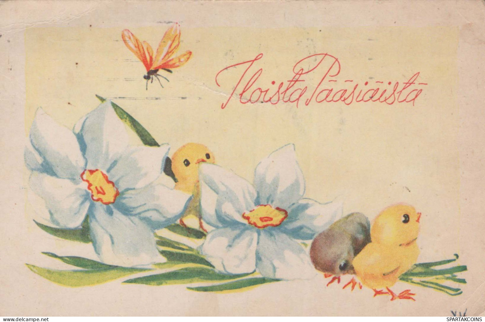 OSTERN HUHN EI Vintage Ansichtskarte Postkarte CPA #PKE400.A - Easter