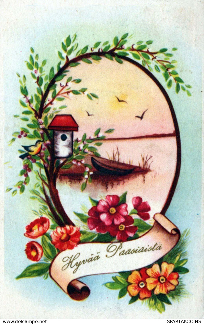 PÂQUES FLEURS Vintage Carte Postale CPA #PKE164.A - Easter