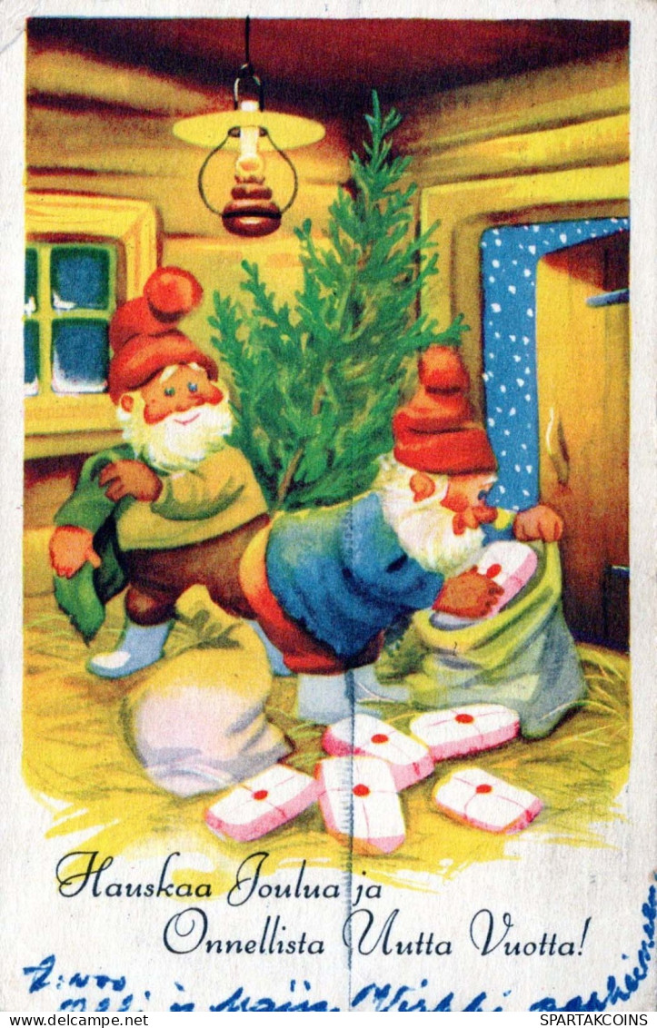 WEIHNACHTSMANN SANTA CLAUS Neujahr Weihnachten GNOME Vintage Ansichtskarte Postkarte CPSMPF #PKD369.A - Santa Claus