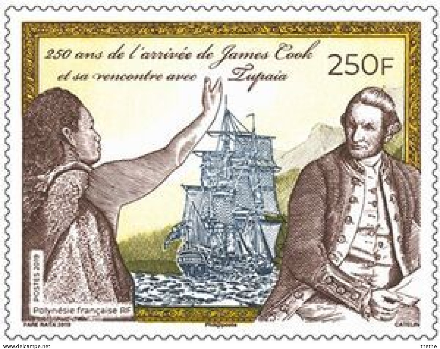 POLYNESIE - 250e Anniversaire De La Première Visite Du Capitaine Cook à Tahiti - Neufs