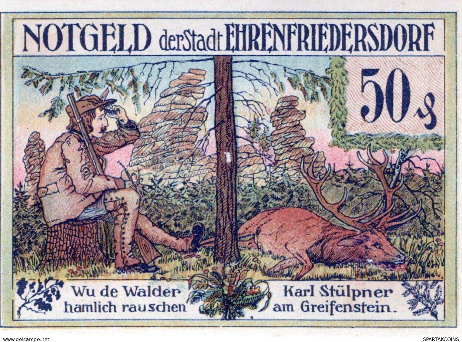 50 PFENNIG 1921 Stadt EHRENFRIEDERSDORF Saxony UNC DEUTSCHLAND Notgeld #PB042 - Lokale Ausgaben