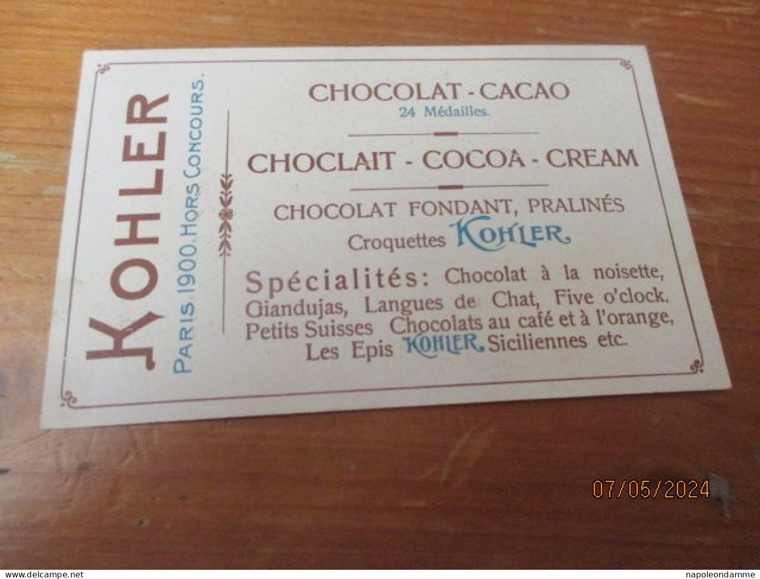 Chromo, Chocolat Kohler, Lausanne Suisse - Altri & Non Classificati