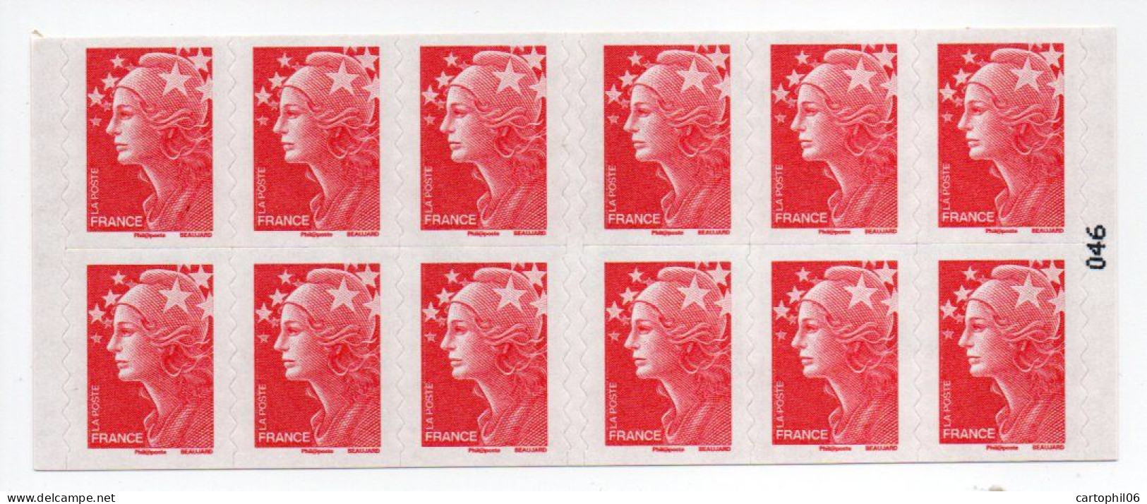 - FRANCE Carnet 12 Timbres Prioritaires Marianne De Beaujard - Les Carnets De Timbres Marianne - VALEUR FACIALE 17,16 € - Modern : 1959-…