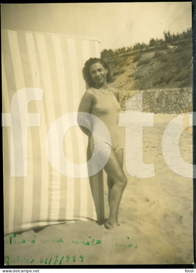 1939 ORIGINAL PHOTO FOTO AMATEUR FEMME WOMAN ACTRESS THEATRE GIRL BEACH PLAGE LESBIAN INT AT198 - Pin-ups