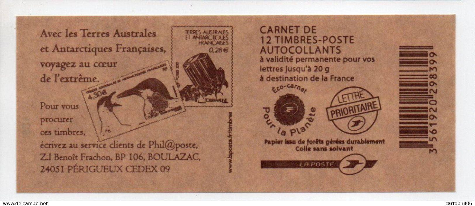 - FRANCE Carnet 12 Timbres Prioritaires Marianne De Beaujard - Avec Les Terres Australes... - VALEUR FACIALE 17,16 € - - Modernes : 1959-...