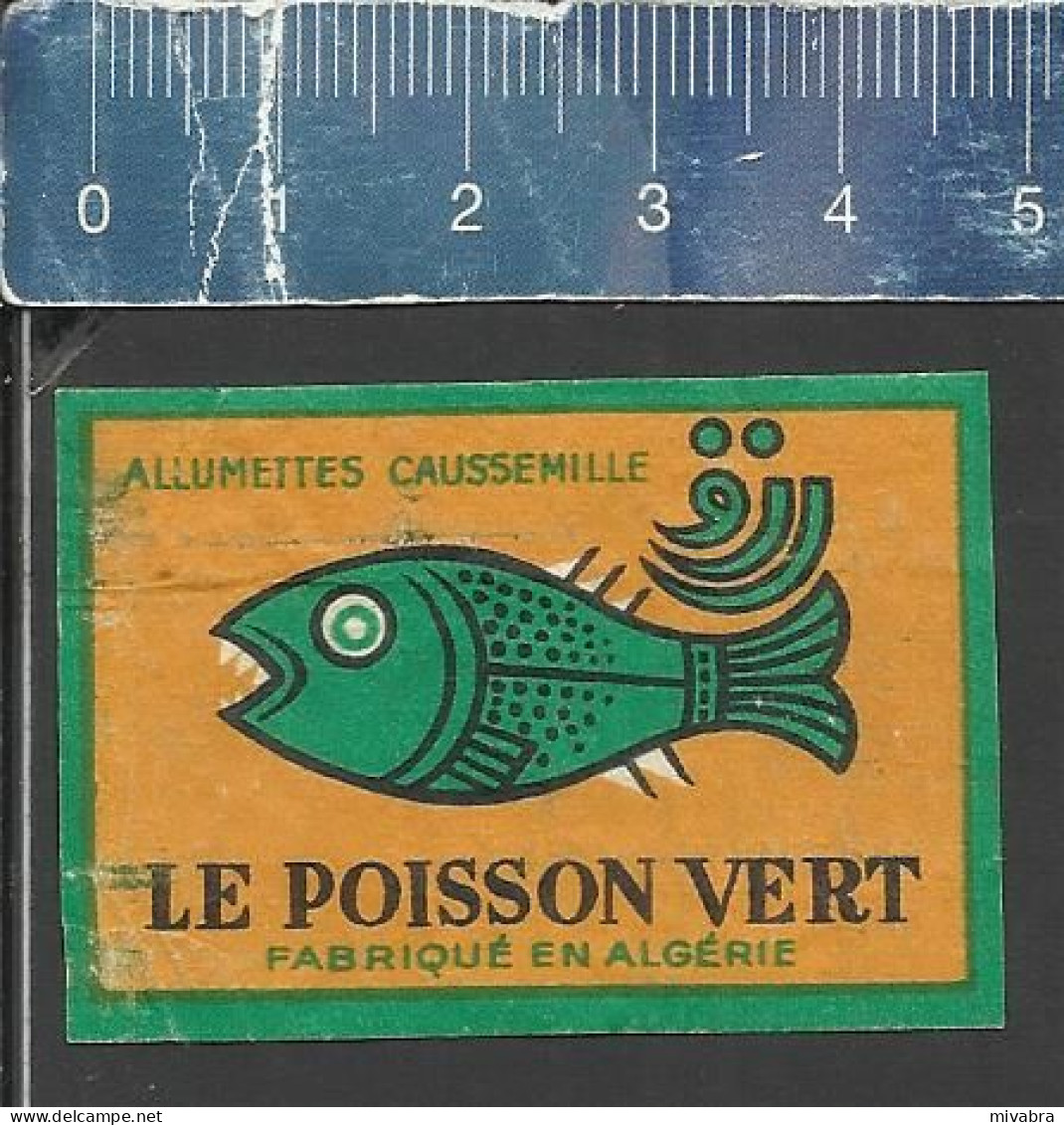 LE POISSON VERT - OLD MATCHBOX LABEL ALGERIA - AMMUMETTES CAUSSEMILLE - Matchbox Labels