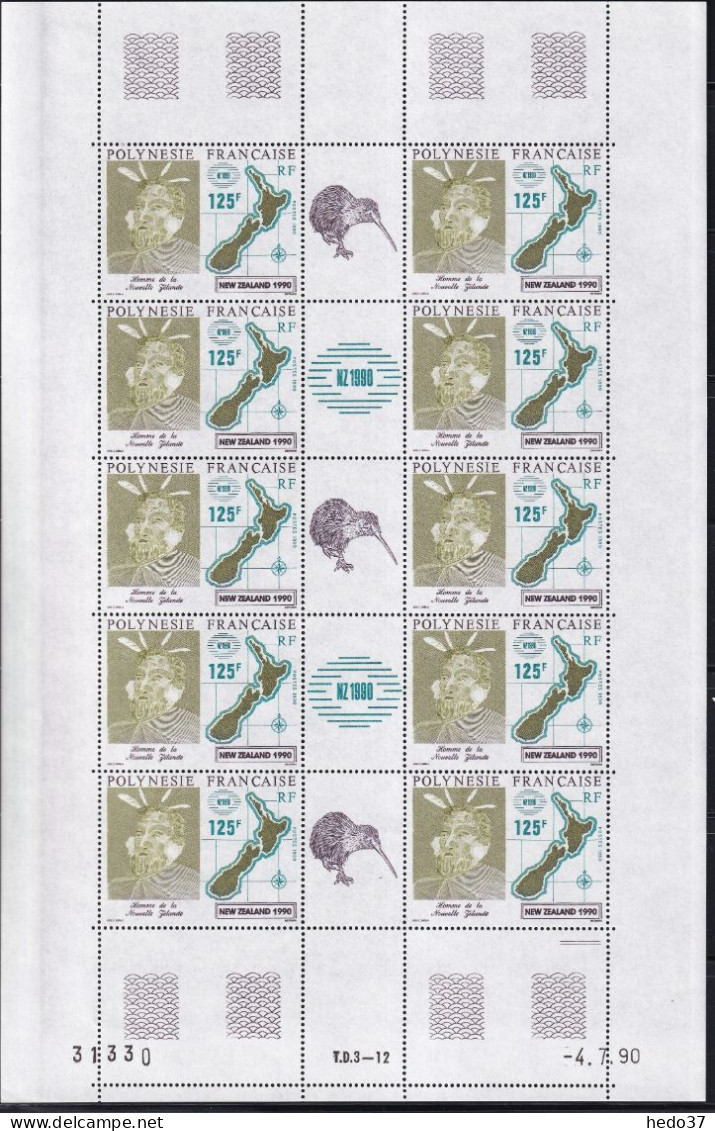 Polynésie N°363A - Feuille De 5 Triptyques - Neufs ** Sans Charnière - TB - Unused Stamps