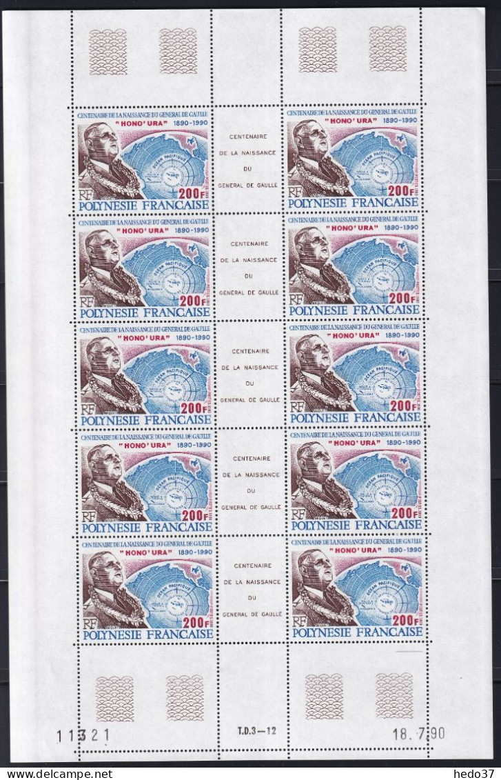 Polynésie N°364A - De Gaulle - Feuille De 5 Triptyques - Neufs ** Sans Charnière - TB - Unused Stamps
