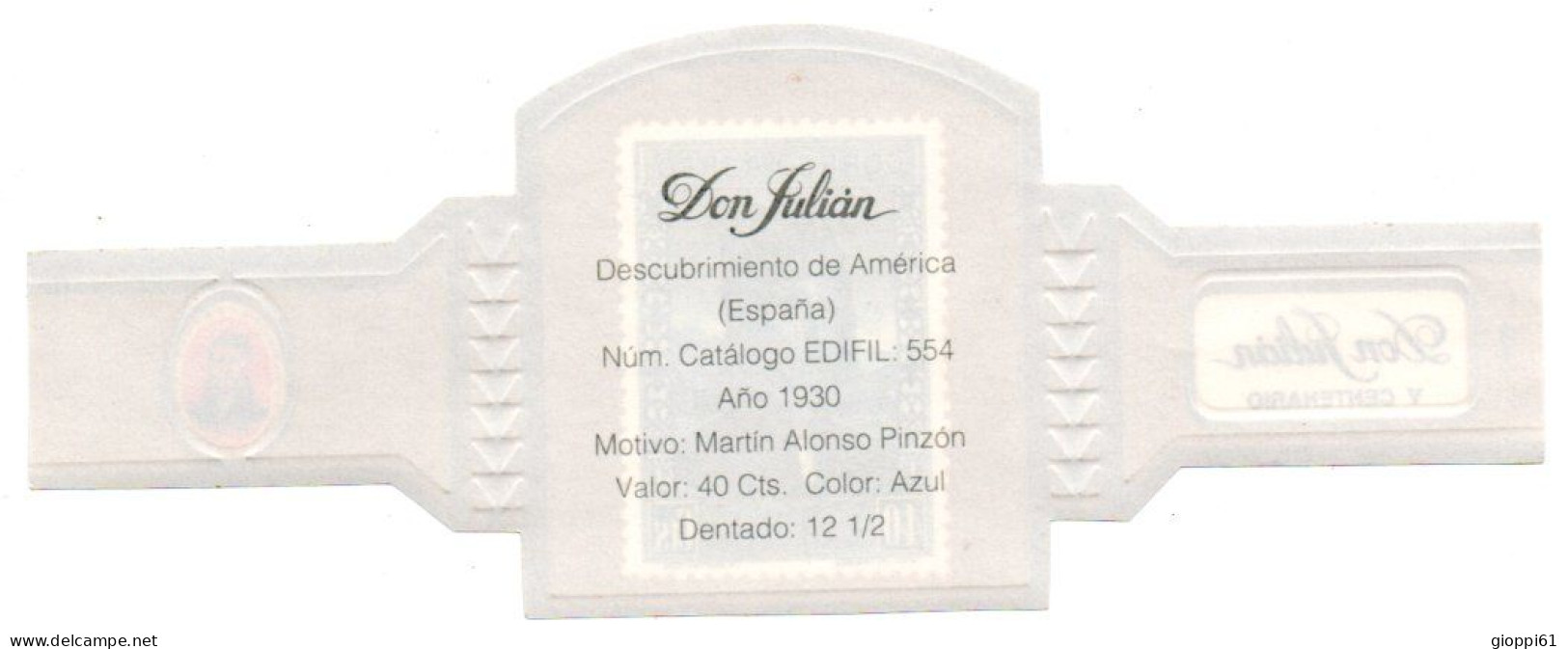 Fascetta Sigaro Don Julian V° Centenario (fronte E Retro) - Etiketten