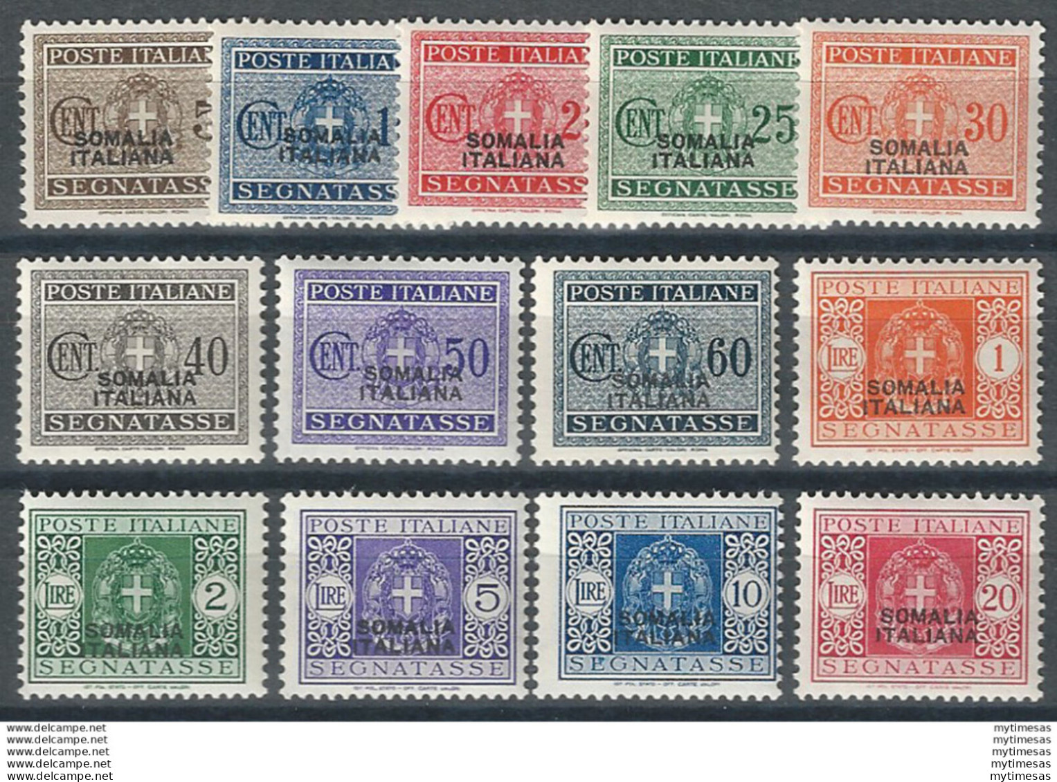 1934 Somalia Segnatasse D'Italia Sopr. MNH Sass. N. Tx 52/64 - Andere & Zonder Classificatie