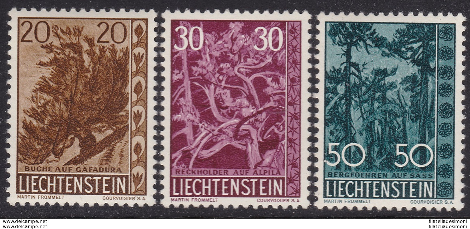 1960 LIECHTENSTEIN, N° 356/358 Alberi MNH/** - Andere & Zonder Classificatie