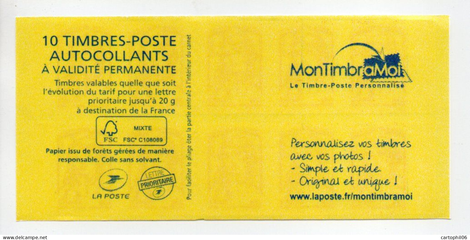 - FRANCE Carnet 10 Timbres Prioritaires Marianne De Ciappa - MON TIMBRAMOI - VALEUR FACIALE 14,30 € - - Modern : 1959-...