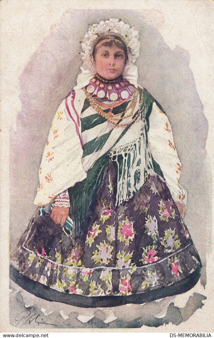 Valpovo - Woman In Traditional Costume , Folklore Artist Petar Orlic Ca.1920 - Croatie
