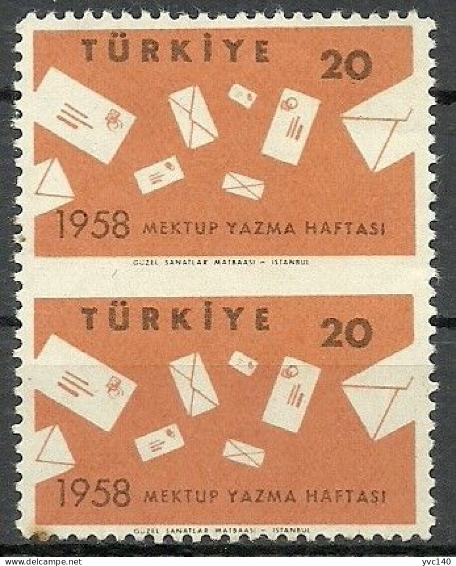 Turkey; 1958 Letter Writing Week ERROR "Partially Imperf." - Ongebruikt