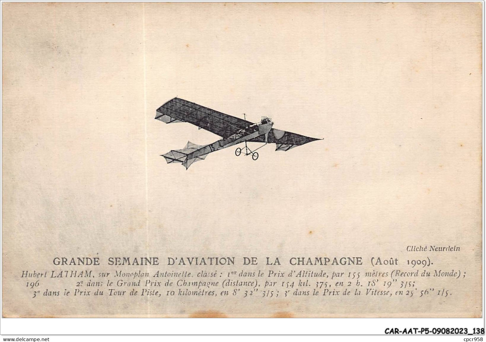 CAR-AATP5-51-0474 - CHAMPAGNE - Grande Semaine De L'aviation - Hubert Latham Sur Monoplan Antoinette - Ay En Champagne