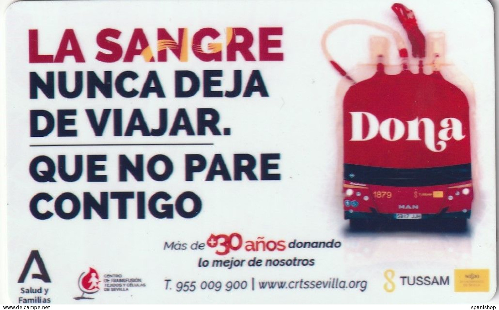 Blood Donation Sevilla  Bus Card Contactless Rechargable Special Limited Edition - Europe