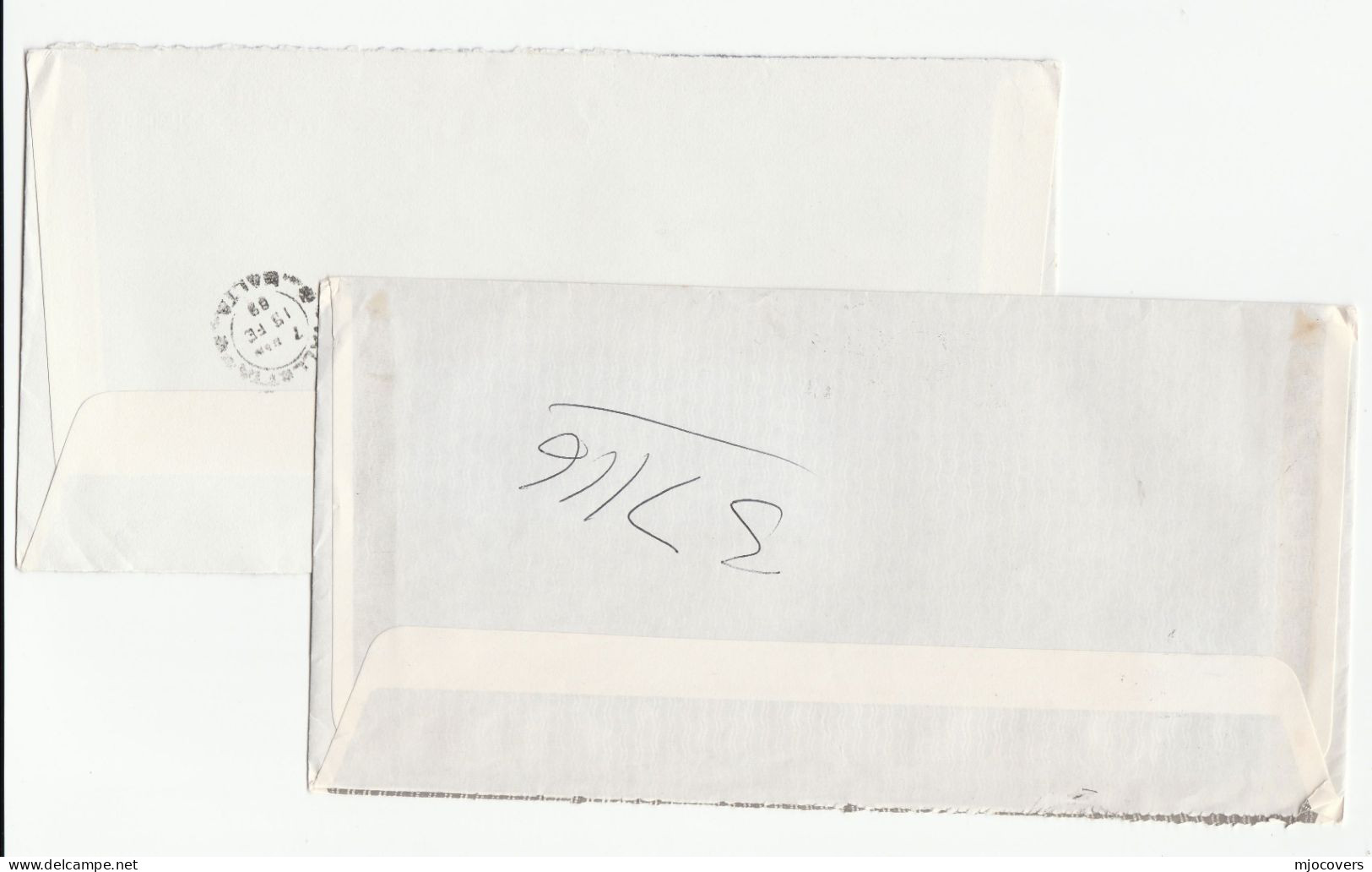 2 1980s MALTA 'DELIVERY THROUGH PO BOXES'  Cachet COVERS Cover - Malte