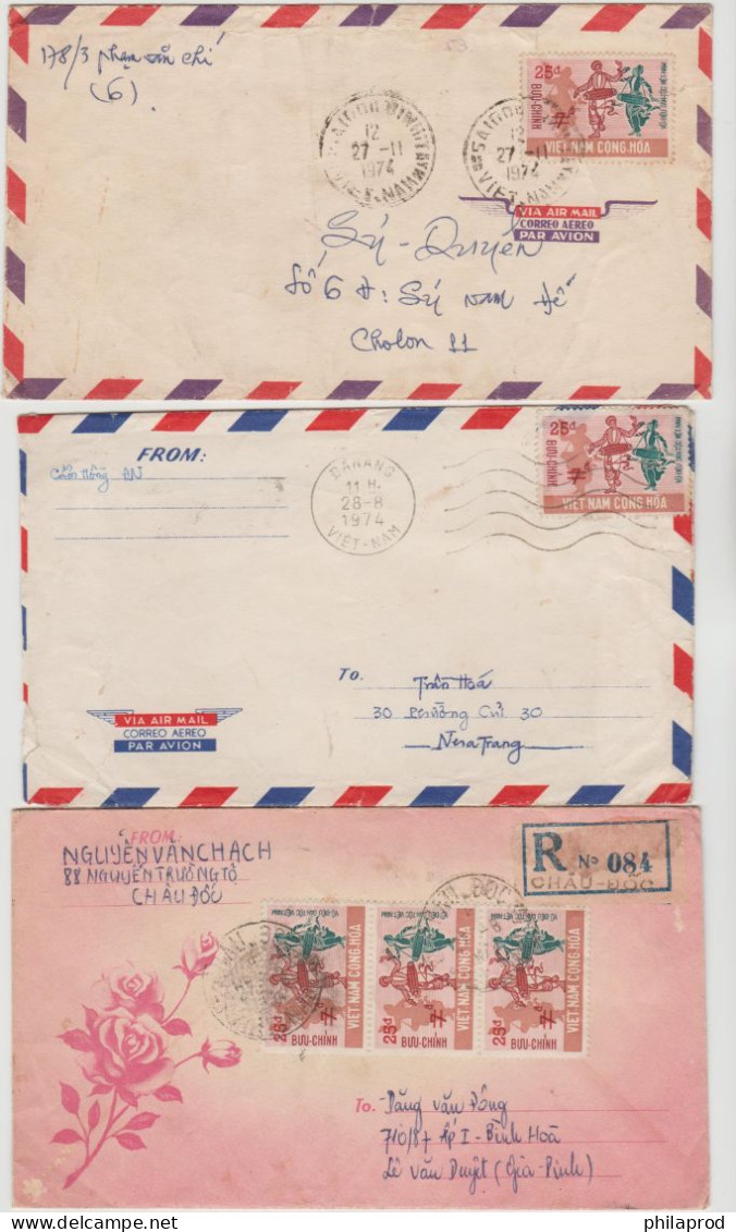 S.VIETNAM  Lot 6 Covers From VINHLONG   BACLIEU   DANANG  SAIGON  BINHTAY   CHAUDOC - Vietnam