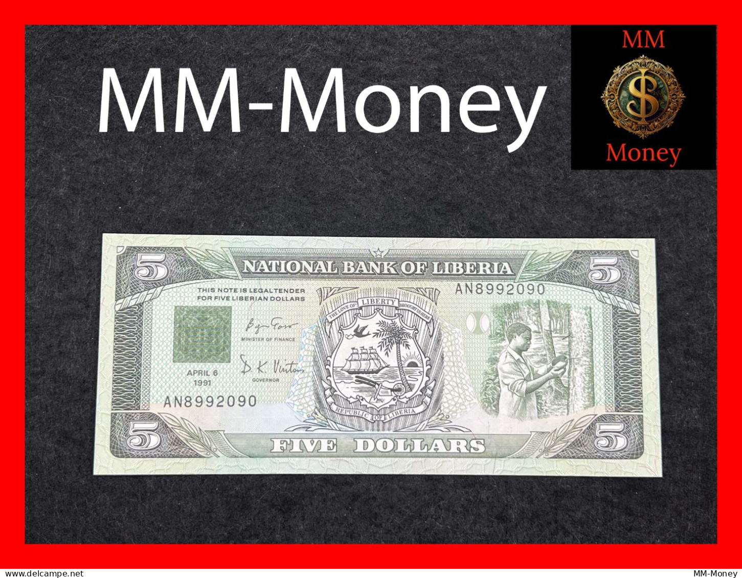 LIBERIA  5 $  6.4.1991  P. 20    UNC - Liberia