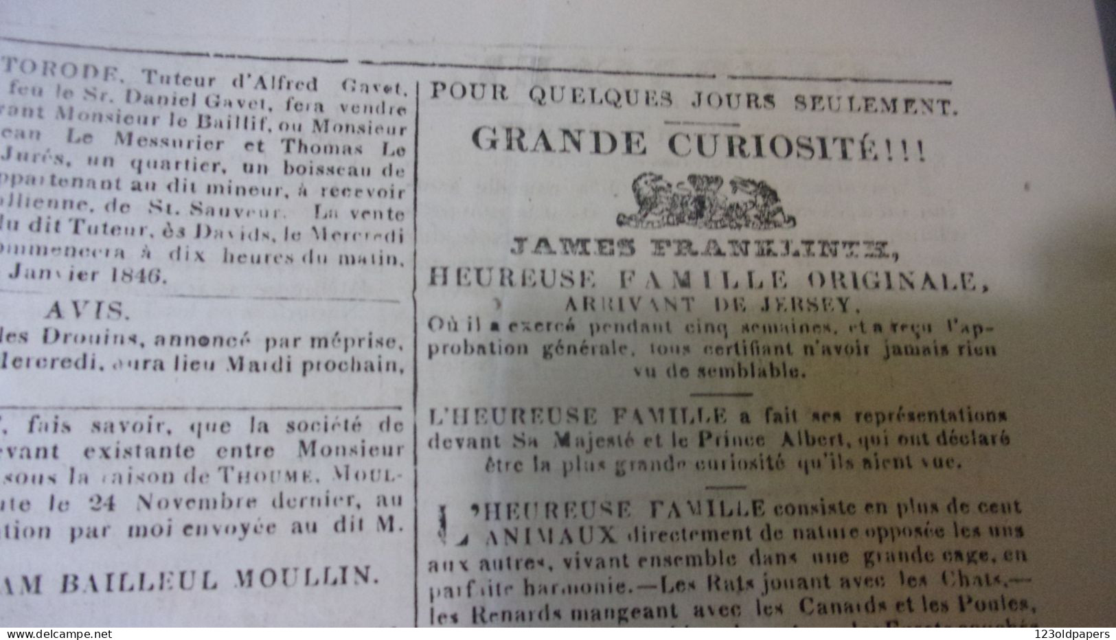 GUERNSEY 1847 RARE LA GAZETTE DE GUERNESEY SAMEDI 2 JANVIER 1847 JOURNAL POLITIQUE ET LITTERAIRE JERSEY CACHET POSTAL