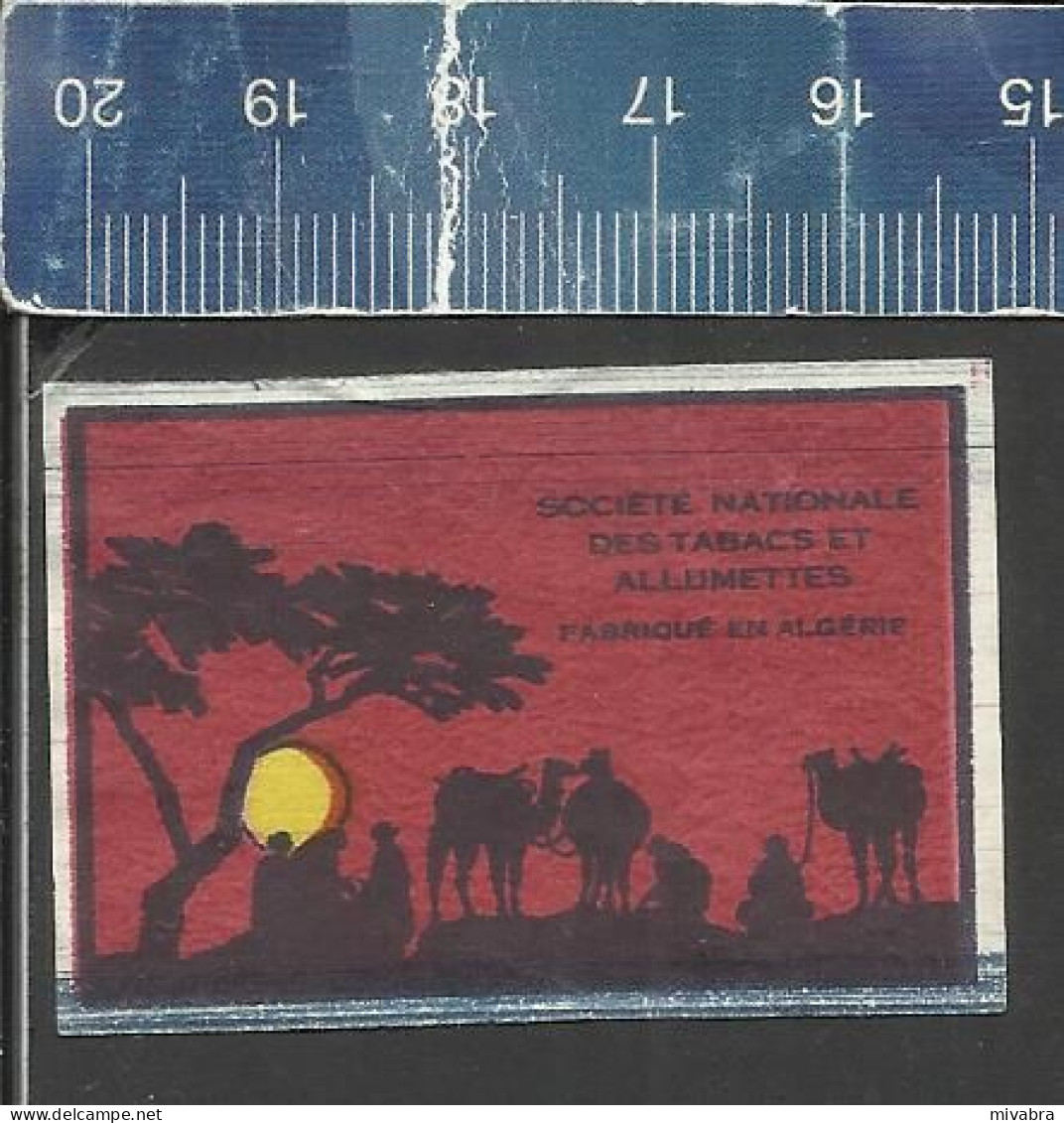 SUNSET WITH CARAVAN & CAMELS (YELLOW SUN) - OLD MATCHBOX LABEL ALGERIA - Scatole Di Fiammiferi - Etichette