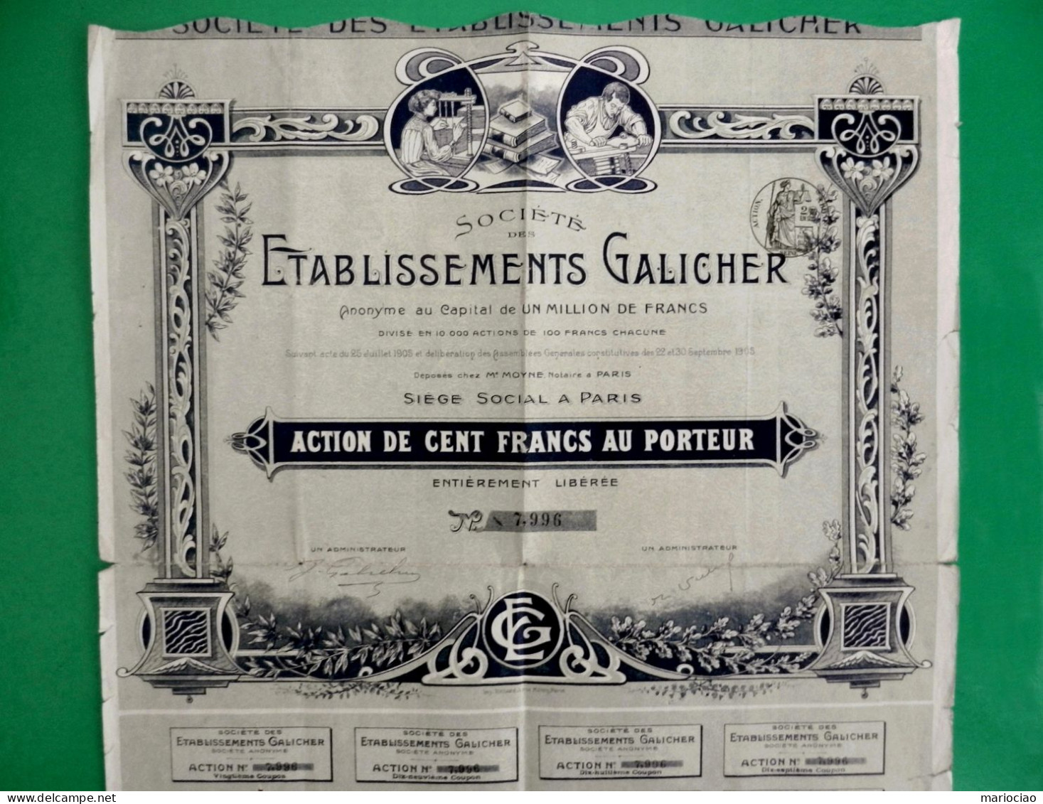 T-FR Société Des Etablissements GALICHER Paris 1905 Relieure Livres - RARE ! - Andere & Zonder Classificatie