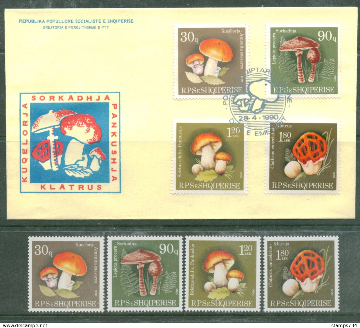 Albanie - 1990 - Champignons - YT 2219/22 - Serie Neuf** + FDC - Mushrooms