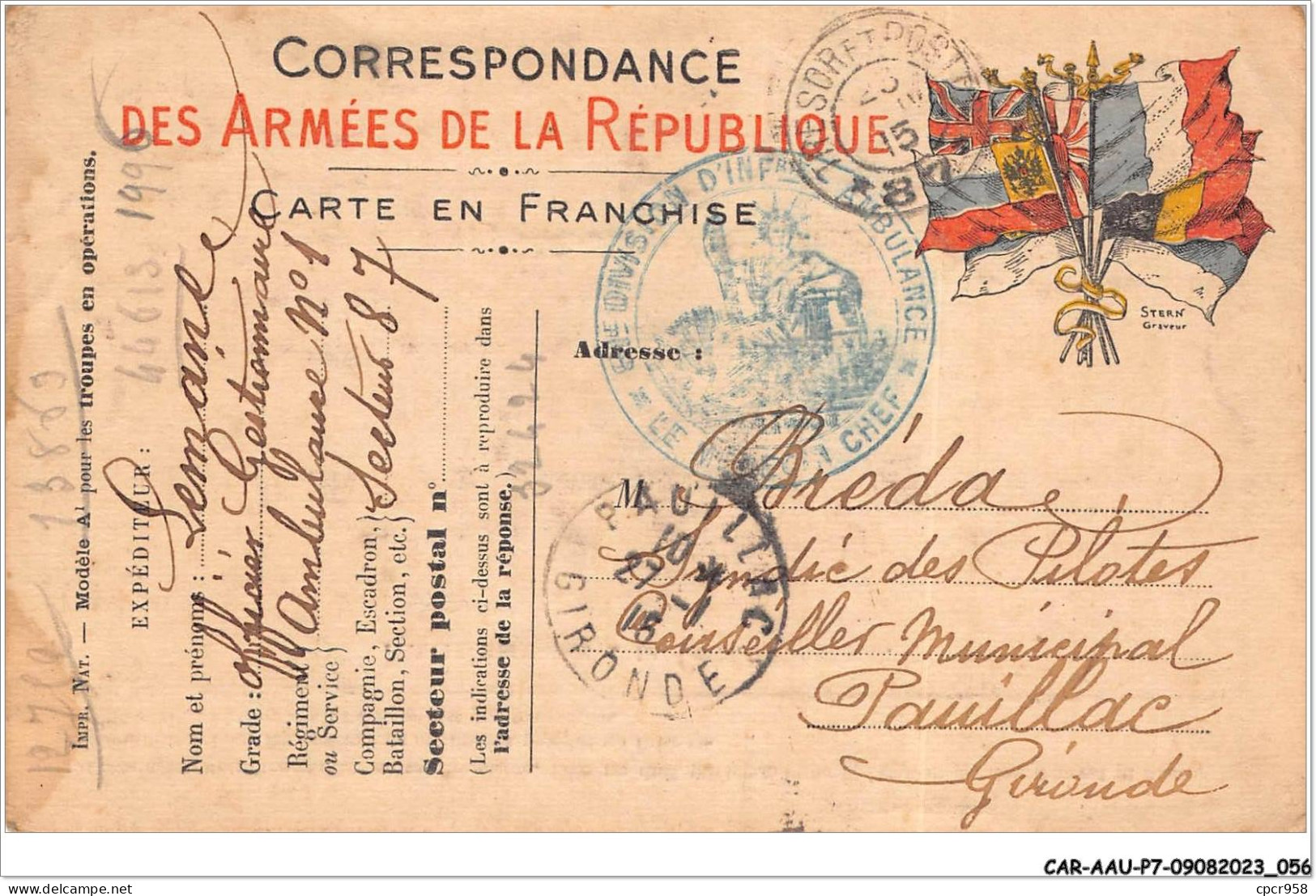 CAR-AAUP7-0482 - MILITAIRE - CORRESPONDANCE - Des Armées De La Republique - Altre Guerre