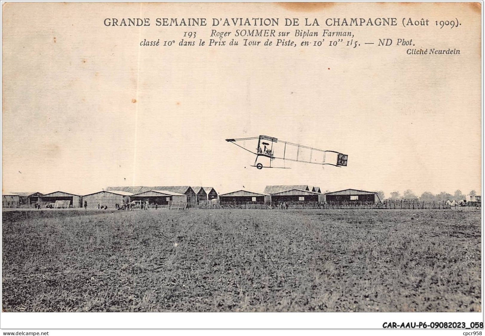 CAR-AAUP6-0442 - AVIATION - Rocher SOMMER Sur Biplan Farman - Classé 10 Dans Le Prix Du Tour De Piste - Airmen, Fliers