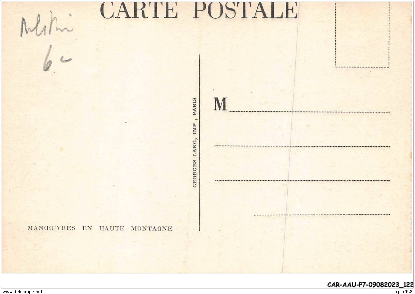 CAR-AAUP7-0515 - MILITAIRE - Manoeuvres En Haute Montagne - Maniobras