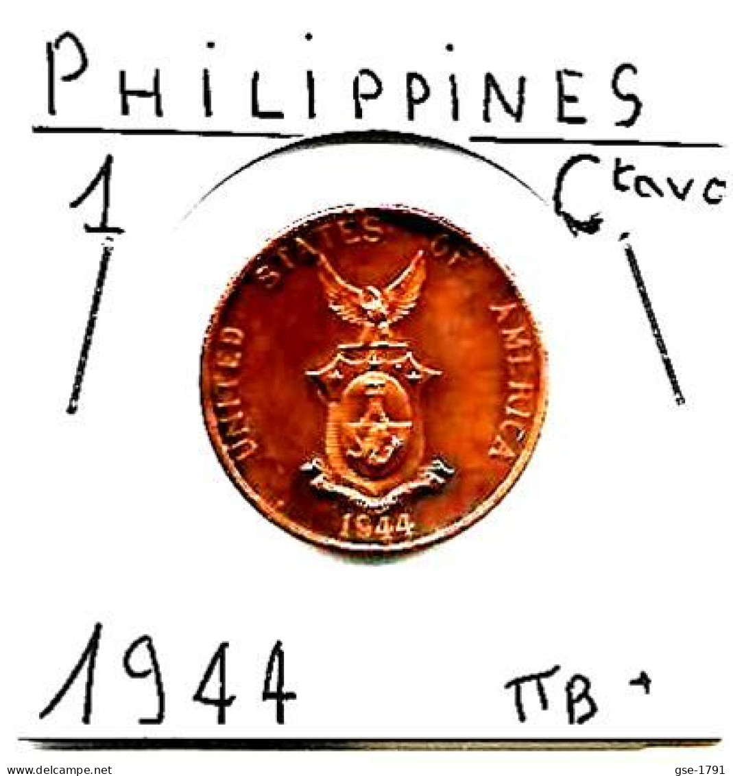 PHILIPPINES Commonwealth  1 Centavo  Hammer  KM179 144  TTB+/ SUP - Philippinen