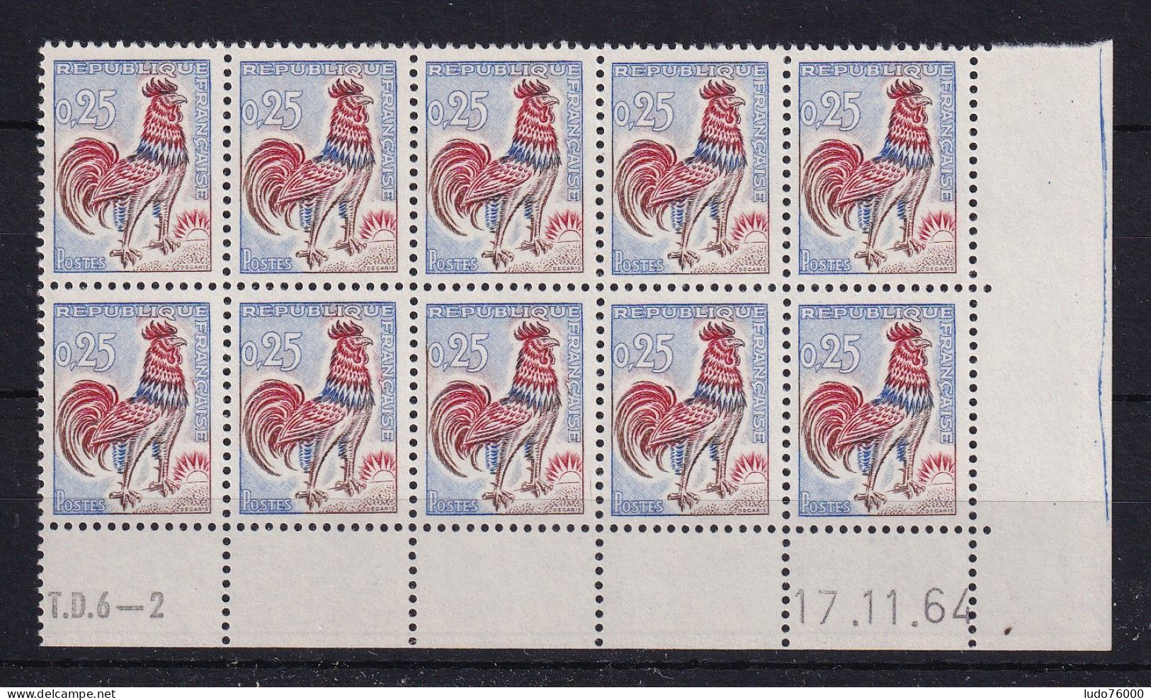 D 791 / LOT  N° 1331 COQ DE DECARIS 11EME TIRAGE COIN DATE DU 17/11/64 NEUF** - Collections