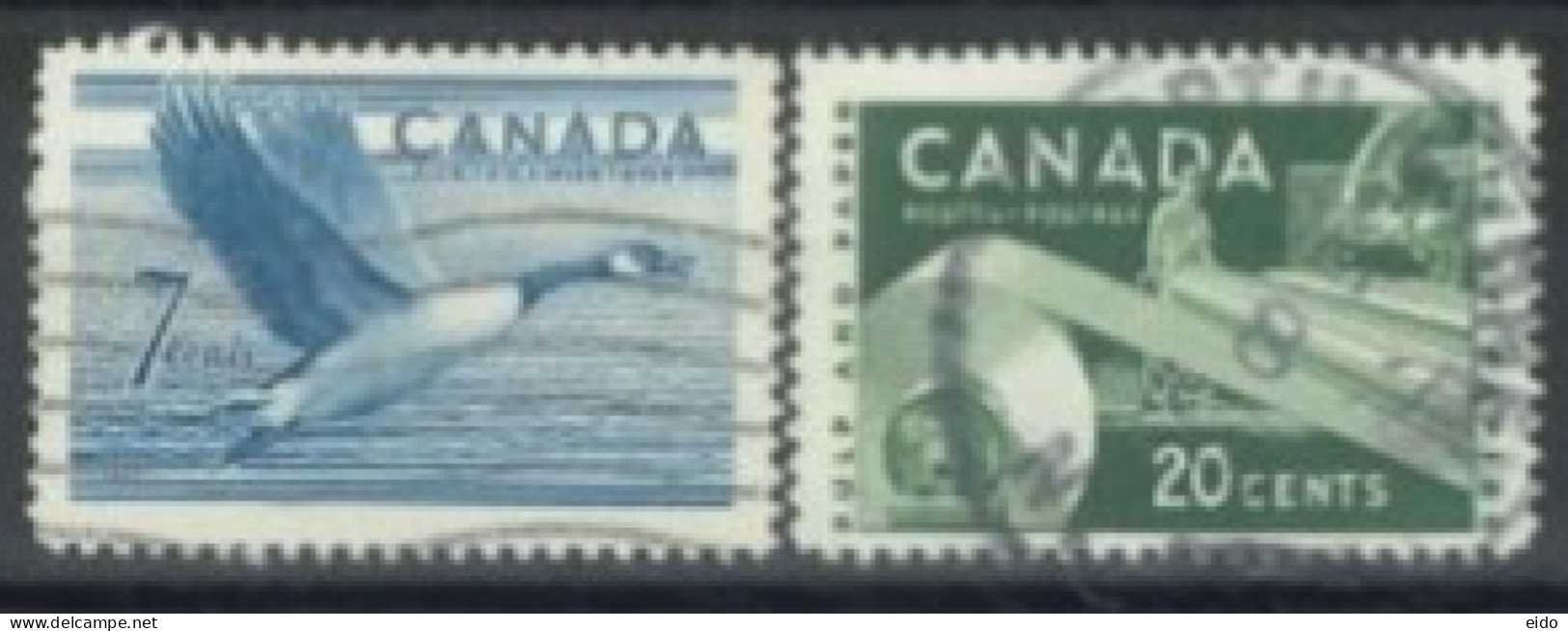 CANADA - 1952/53, CANADIAN GOOSE & PULP & PAPER INDUSTRY. STAMPS SET OF 2, USED. - Gebruikt